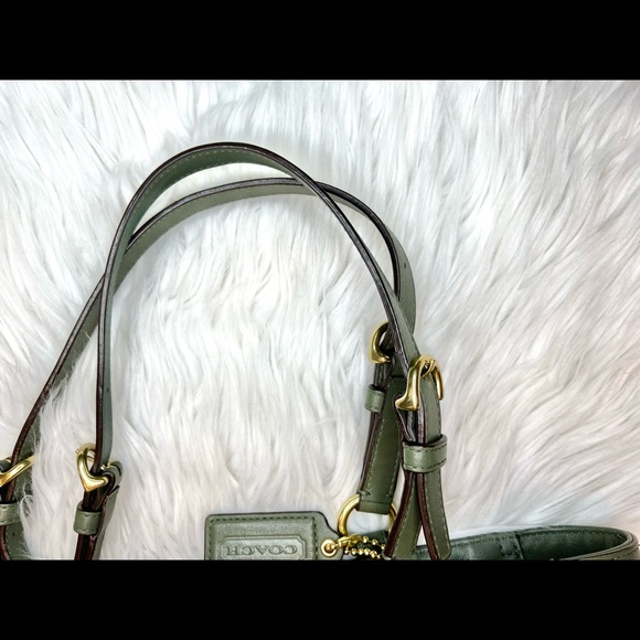 Coach East West Green Leather Tote Shoulder Bag - Picture 10 of 13